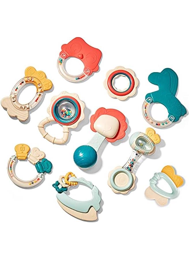 Baby Toys 0-6 Months - Baby Rattles Teething Toys for Babies 0-6 Months, Infant Baby Toys 6-12 Months, Teething Toy 3-6 Months, Montessori Baby Gifts  Basket Stuffers Toys Ages 0-2 - Image 1